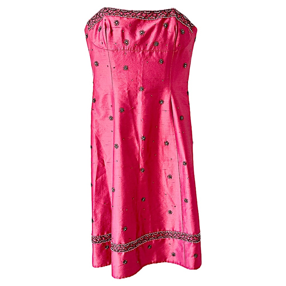 Laundry By Shelli Segal Silk Pink Strapless Dress Embellished Design Sz 6 NWT